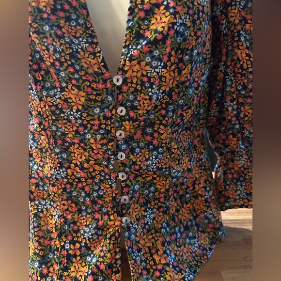 Free People Floral Puff Sleeve Too| Size XS - Picture 5 of 10